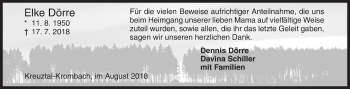 Traueranzeige von Elke Dörre von Siegener Zeitung