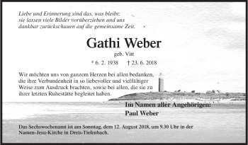 Traueranzeige von Gathi Weber von Siegener Zeitung