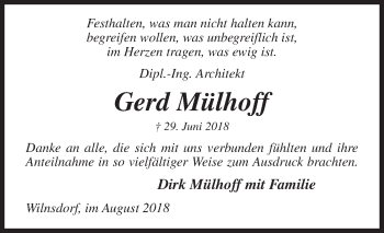Traueranzeige von Gerd Mülhoff von Siegener Zeitung