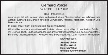 Traueranzeige von Gerhard Völkel von Siegener Zeitung