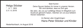 Traueranzeige von Helga Stöcker von Siegener Zeitung