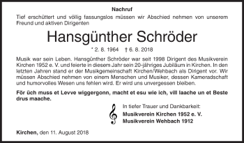 Traueranzeige von Hansgünther Schröder von Siegener Zeitung