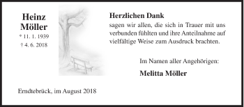 Traueranzeige von Heinz Möller von Siegener Zeitung