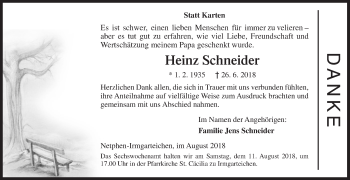 Traueranzeige von Heinz Schneider von Siegener Zeitung