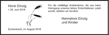 Traueranzeige von Horst Einzig von Siegener Zeitung