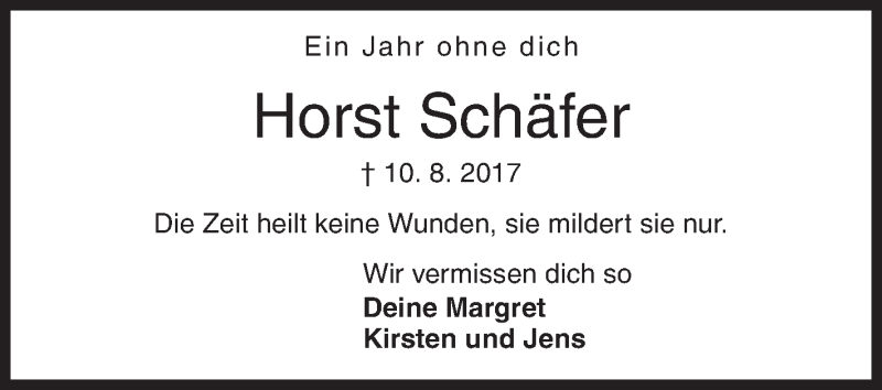 Traueranzeige für Horst Schäfer vom 10.08.2018 aus Siegener Zeitung
