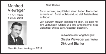 Traueranzeige von Manfred Vieweger von Siegener Zeitung