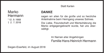 Traueranzeige von Marko Hermann von Siegener Zeitung