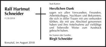 Traueranzeige von Ralf Hartmut Schneider von Siegener Zeitung