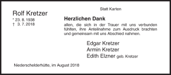 Traueranzeige von Rolf Kretzer von Siegener Zeitung