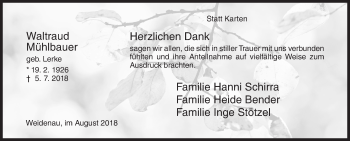 Traueranzeige von Waltraud Mühlbauer von Siegener Zeitung