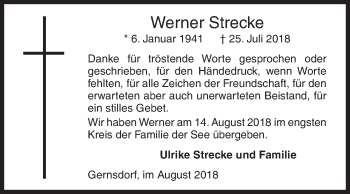 Traueranzeige von Werner Strecke von Siegener Zeitung
