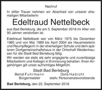Traueranzeige von Edeltraud Nettelbeck von Siegener Zeitung