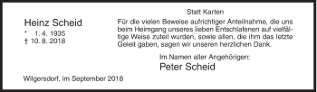 Traueranzeige von Heinz Scheid von Siegener Zeitung