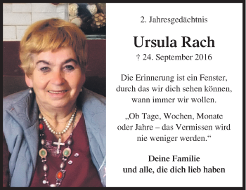 Traueranzeige von Ursula Rach von Siegener Zeitung