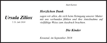 Traueranzeige von Ursula Ziliox von Siegener Zeitung