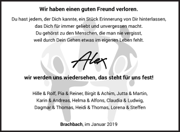 Traueranzeige von Alex Haupt von Siegener Zeitung
