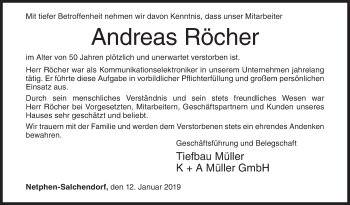 Traueranzeige von Andreas Röcher von Siegener Zeitung