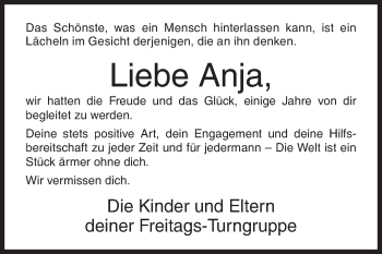 Traueranzeige von Anja  von Siegener Zeitung