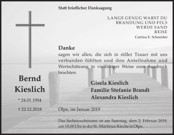 Traueranzeige von Bernd Kieslich von Siegener Zeitung