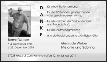 Traueranzeige von Bernd Weber von Siegener Zeitung