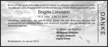 Traueranzeige von Brigitte Lehmann von Siegener Zeitung