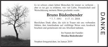 Traueranzeige von Bruno Büdenbender von Siegener Zeitung