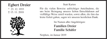 Traueranzeige von Egbert Dreier von Siegener Zeitung