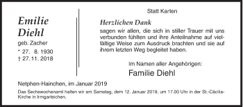 Traueranzeige von Emilie Diehl von Siegener Zeitung