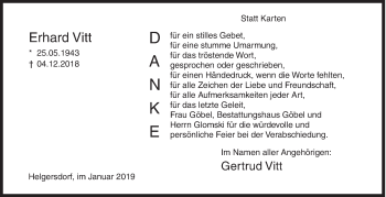 Traueranzeige von Erhard Vitt von Siegener Zeitung