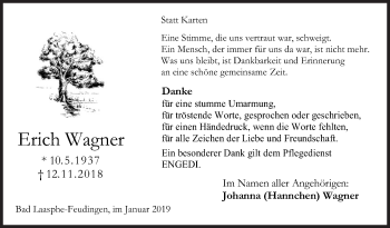 Traueranzeige von Erich Wagner von Siegener Zeitung
