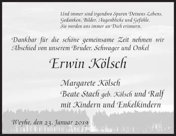 Traueranzeige von Erwin Kölsch von Siegener Zeitung