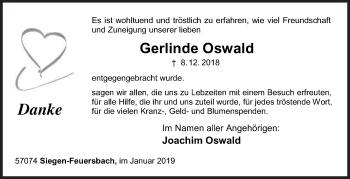 Traueranzeige von Gerlinde Oswald von Siegener Zeitung