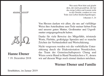 Traueranzeige von Hanne Ebener von Siegener Zeitung