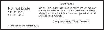 Traueranzeige von Helmut Linde von Siegener Zeitung