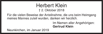 Traueranzeige von Herbert Klein von Siegener Zeitung