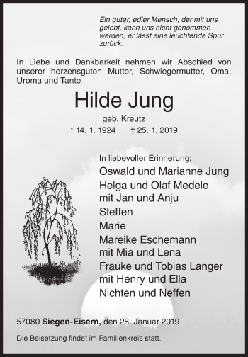 Traueranzeige von Hilde Jung von Siegener Zeitung