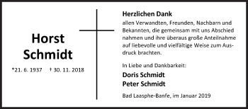 Traueranzeige von Horst Schmidt von Siegener Zeitung