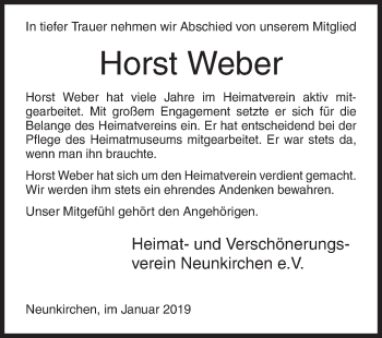 Traueranzeige von Horst Weber von Siegener Zeitung