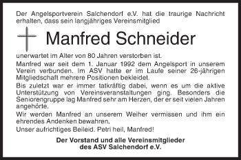 Traueranzeige von Manfred Schneider von Siegener Zeitung