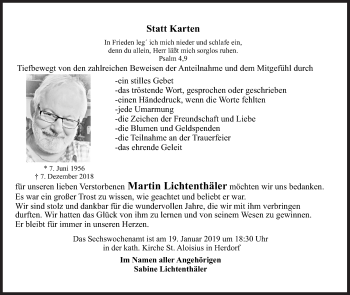 Traueranzeige von Martin Lichtenthäler von Siegener Zeitung
