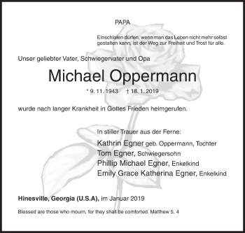 Traueranzeige von Michael Oppermanrh von Siegener Zeitung
