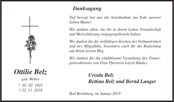 Traueranzeige von Ottilie Belz von Siegener Zeitung