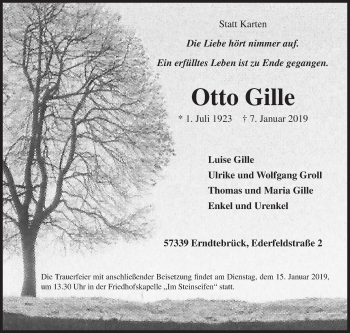 Traueranzeige von Otto Gille von Siegener Zeitung