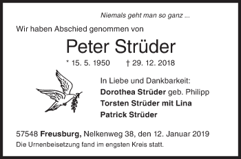 Traueranzeige von Peter Strüder von Siegener Zeitung