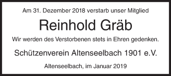 Traueranzeige von Reinhold Gräb von Siegener Zeitung