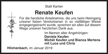 Traueranzeige von Renate Keufen von Siegener Zeitung
