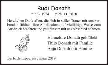 Traueranzeige von Rudi Donath von Siegener Zeitung