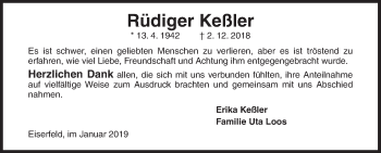 Traueranzeige von Rüdiger Keßler von Siegener Zeitung