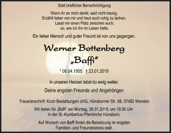 Traueranzeige von Werner Bottenberg von Siegener Zeitung